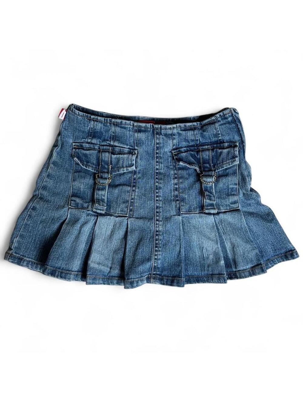 Bongo Y2K Denim Cargo Skort Pleated Mini Skirt D Ring McBling Bratz Mallcore